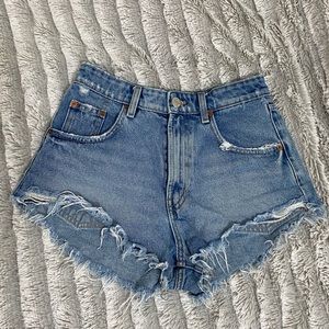 Zara Distressed Denim Shorts